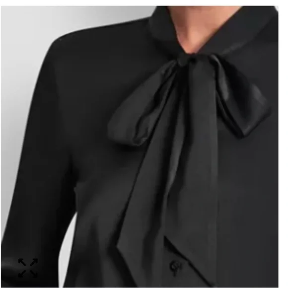 DKNY Women's Tie-Neck Front Button Long Sleeve Blouse - Picture 8 of 10